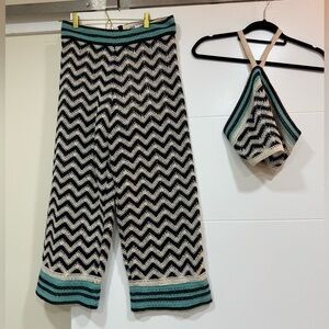 Zara Chevron Knit Pants and Halter Top Set